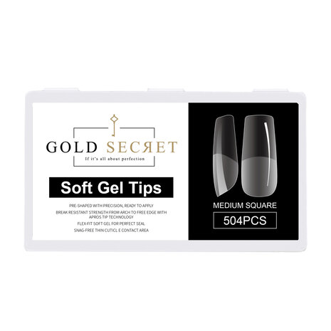 Gold Secret Soft Gel Tips Medium Square