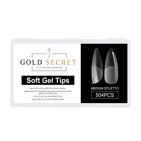 Gold Secret Soft Gel Tips Medium Stiletto